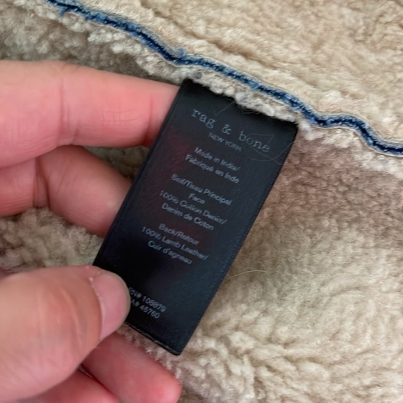 Rag & Bone shearling and denim jacket 100% real shearling internal and external - Picture 8 of 14